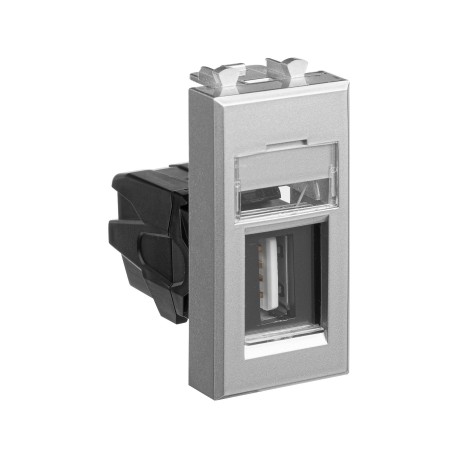 4404401 | USB 2.0 розетка модульная, тип А-А, "Avanti", "Закаленная сталь", 1 модуль-1