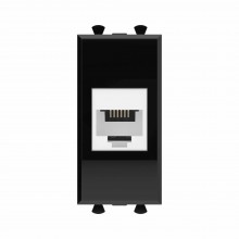 Телефонная розетка RJ-12 без шторки модульная, "Avanti", "Черный квадрат", 1 модуль