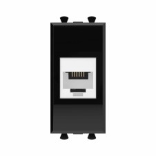 Телефонная розетка RJ-12 без шторки модульная, "Avanti", "Черный квадрат", 1 модуль