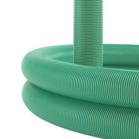 14091250 | Труба гибкая двустенная дренажная д.125мм, класс SN6, перфорация 360 град, 50 м, цвет зеленый-1