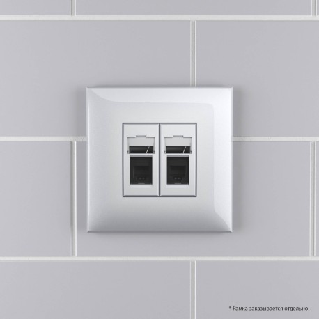 4404314 | Телефонная розетка RJ-12 в стену двойная, "Avanti", "Закаленная сталь"-5