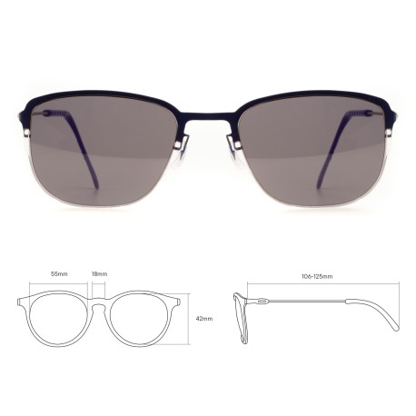 TCSKSF56010001 | Синие солнцезащитные очки из титана с серыми линзами. Модель 19-2