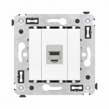 Компьютерная розетка RJ-45 без шторки в стену, кат.6А одинарная экранированная, "Avanti", "Белое облако"