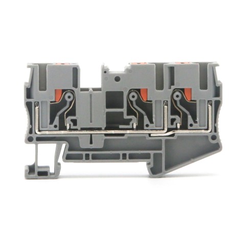 VPR-6-TWIN-GY | Клемма проходная, зажим push-in, 3 точки подключения, 6 кв.мм, серая