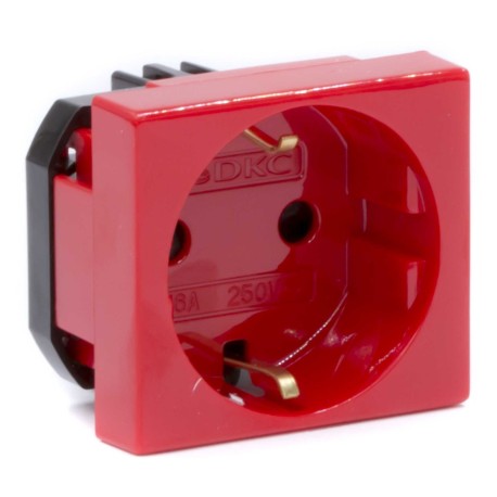 45015 | Розетка силовая 2Р+Е, со шторками, ''Viva'', 2 мод., красная-1