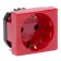 45015 | Розетка силовая 2Р+Е, со шторками, ''Viva'', 2 мод., красная
