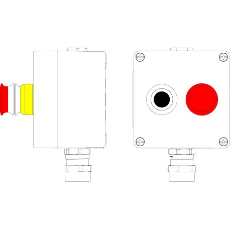 2201.121.21.06V | Взрывозащищенный пост управления из алюминия CPE-A-12-(1xP1B(11)-1xP6E(11))-1xPBMB-1xAASBMB(D)1Ex d e IIC T6 Gb / Ex tb IIIC T80°C Db IP66