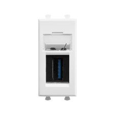 USB 3.0 розетка модульная, тип А-А, "Avanti", "Белое облако", 1 модуль