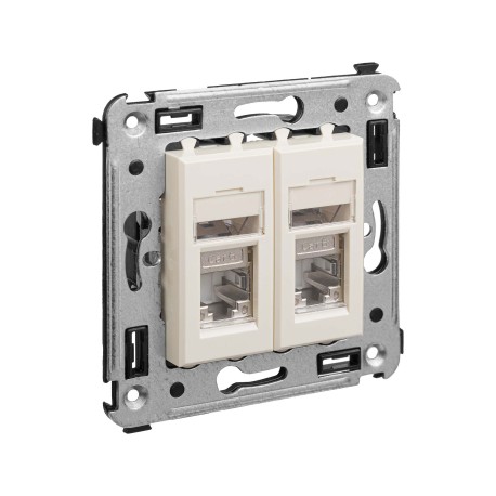 4405394 | Компьютерная розетка RJ-45 в стену, кат.6 двойнаяэкранированная,Avanti, Ванильная дымка-1