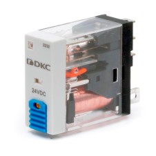 Реле миниатюрное промышленное, 1CO, ком. ток 12А, AgSnO, напряжение 24VDC, опция: тест-кнопка+светодиод+защитный диод