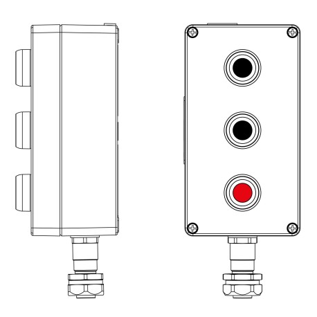 2201.141.22.120G | Взрывозащищенный пост управления из алюминия CPE-A-14-(2xP1B(11)-1xP1R(11))-1xKAEPM2MHK-20(C)1Ex d e IIC Т5 Gb / Ex tb IIIC T95°C Db IP66
