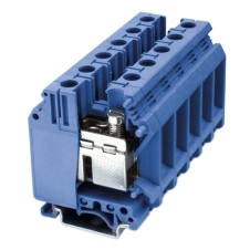 Клемма проходная, винтовой зажим, 2 точки подключения, 35 кв.мм, синяя