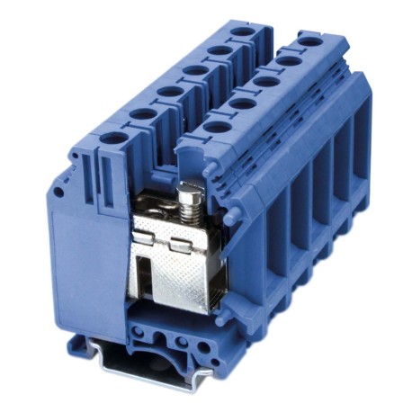KRU-35N-BU | Клемма проходная, винтовой зажим, 2 точки подключения, 35 кв.мм, синяя