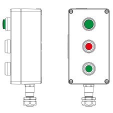 CPE-A-14-(1xLG(250)-1xP1R(11)-1xP1G(11))-1xKAEPM2MHK-20(B)1Ex d e IIC Т5Gb / Ex tb IIIC T95°C Db IP66Un=400 В, In=16 АВзрывозащищенный пост управления из алюминия 220x120x90мм1Ex d e IIC Т5 Gb / Ex tb IIIC T95°C Db IP66Температурный режим Т5 40°CКоличеств