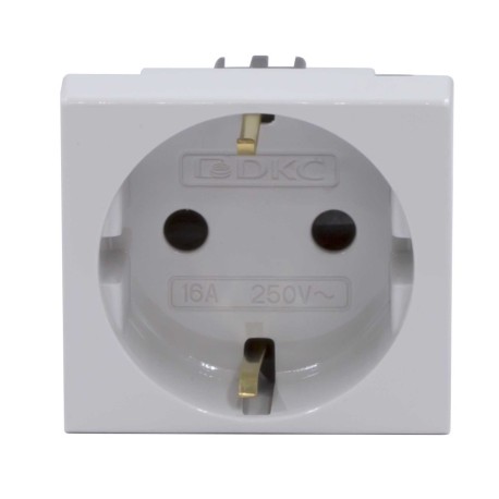 45025 | Розетка силовая 2Р+Е, со шторками, ''Viva'', 2 мод., серая