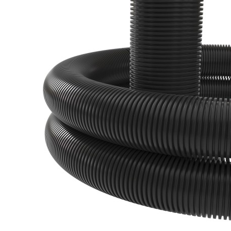 151940 | Двустенная труба ПНД гибкая для открытой прокладки д.40мм, SN23, 450Н, ПВ-0, УФ, с протяжкой, в бухте 50м, цвет черный-1