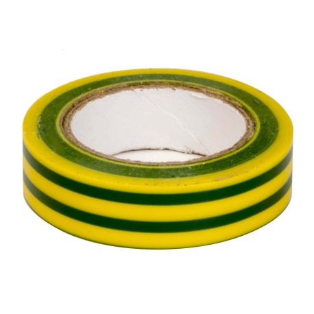 PVC192015YGN | Лента изоляционная ПВХ 19x0,15 20м в рулоне желто-зелёная