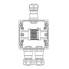 Взрывозащищенная клеммная коробка из полиэстера TBE-P-03-(4xCBC.4-1xTEO.4)-2xKAEPM3MHK-20(A)-1xKAEPM3MHK-20(C)1Ex e IIC Т5 Gb / Ex tb IIIC T95°C Db IP66/КЗ