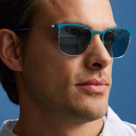 TCSDRS53010002 | Бирюзовые солнцезащитные очки из титана со светло-синими линзами. Модель 11-7