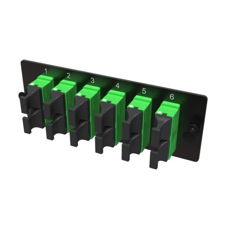 RNAP6MHU4 | Адаптерная планка с установленными 6xMTP адаптерами (aligned key)(цвет адаптера - серый), OM4, 1/2 HU