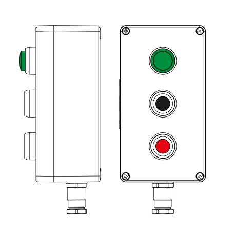 2231.041.22.120Q | Взрывозащищенный пост управления из полиэстера CPE-P-04-(1xLG(250)-1xP1B(11)-1xP1R(11))-1xKH2MHK(C)1Ex d e IIC Т5 Gb / Ex tb IIIC T95°C Db IP66/КЗ