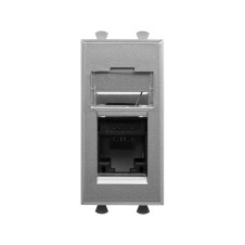 Компьютерная розетка RJ-45 модульная, кат.6А, "Avanti", "Закаленная сталь", 1 модуль