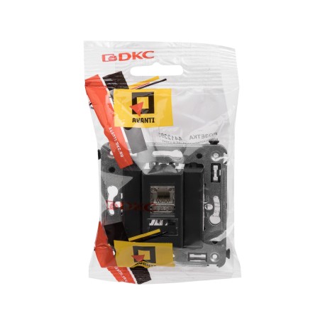 4412393 | Компьютерная розетка RJ-45 в стену, кат.6 экранированная одинарная,Avanti, Черный матовый-4