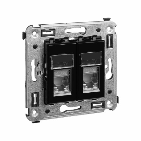 4402364 | Компьютерная розетка RJ-45 в стену, кат.5e двойная экранированная,"Avanti", "Черный квадрат"-1