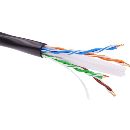 RN6UUKPEBK | Кабель витая пара кат. 6 неэкранированный U/UTP, 4 пары, светостабилизированный ПЭ, цвет внешней оболочки черный, коробка 305 м