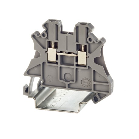 TUR-2.5 | Клемма проходная, винтовой зажим, 2 точки подключения, 2.5 кв.мм, серая