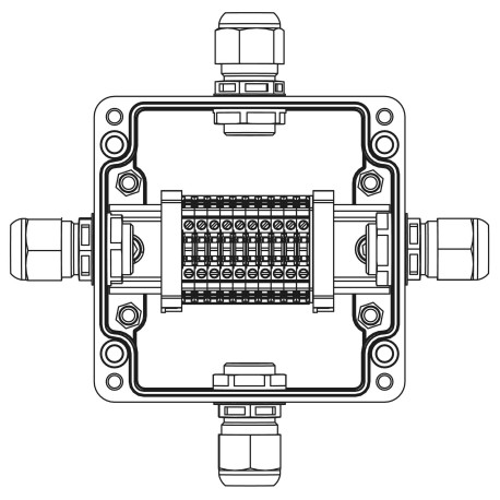 1231.031.22.121X | Взрывозащищенная клеммная коробка из полиэстера TBE-P-03-(10xCBC.2)-1xPABMP(A)-1xPABMP(B)-1xPABMP(C)-1xPABMP(D)1Ex e IIC Т5 Gb / Ex tb IIIC T95°C Db IP66