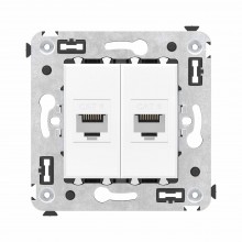 Компьютерная розетка RJ-45 без шторки в стену, кат.6 двойная, "Avanti", "Белое облако"