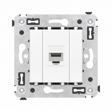 Компьютерная розетка RJ-45 без шторки в стену, кат.6А одинарная, "Avanti", "Белое облако"