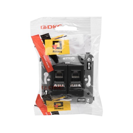 4412464 | Компьютерная розетка RJ-45 в стену, кат.5e двойная, Avanti, Черный матовый-4