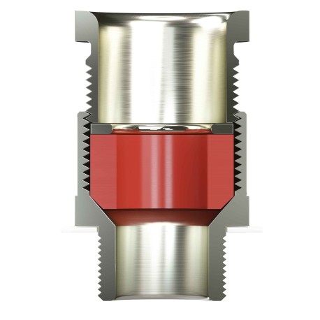 KH7MHK | Взрывозащищенный кабельный ввод серии КН для небронированного кабеля М63х1,5 D:38,8-47мм. Никелированная латунь IP66/IP68-1