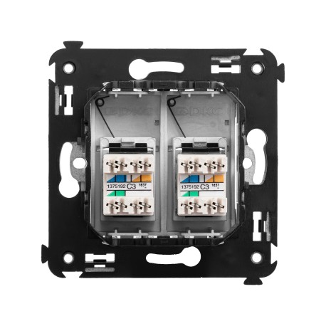 4404314 | Телефонная розетка RJ-12 в стену двойная, "Avanti", "Закаленная сталь"-2