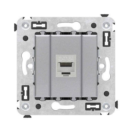 4404773 | Компьютерная розетка RJ-45 без шторки в стену, кат.6А одинарная экранированная, "Avanti", "Закаленная сталь"