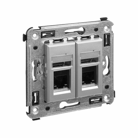 4404314 | Телефонная розетка RJ-12 в стену двойная, "Avanti", "Закаленная сталь"-1