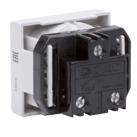 45025 | Розетка силовая 2Р+Е, со шторками, ''Viva'', 2 мод., серая-3