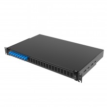 Оптическая полка выдвижная 1U с адатерами 8 х duplex LC OS2 в комплекте с лицевой панелью, пигтейлами, сплайс-кассет(ой/ами) и гильзами КДЗС