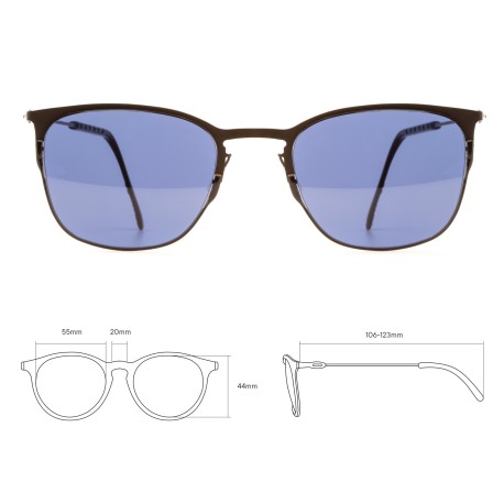 TCSDRS53010001 | Черные солнцезащитные очки из титана с темно-синими линзами. Модель 11-2