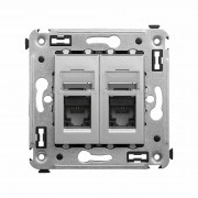 Компьютерная розетка RJ-45 в стену, кат.6 двойная,"Avanti", "Закаленная сталь"