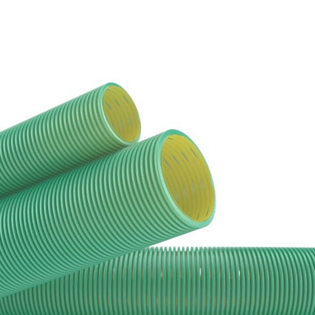 140911-8K | Двустенная труба ПНД гибкая дренажная д.110мм, SN8, перфорация 360 град., в бухте 50м, цвет зеленый-2