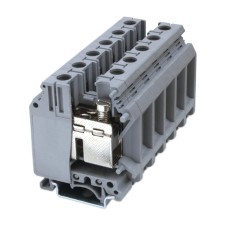 Клемма проходная, винтовой зажим, 2 точки подключения, 35 кв.мм, серая