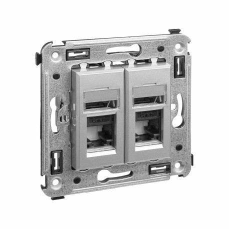 4404374 | Компьютерная розетка RJ-45 в стену, кат.6А двойная, Avanti, Закаленная сталь-1