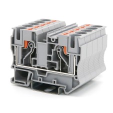 Клемма проходная, зажим push-in, 2 точки подключения, 16 кв.мм, серая