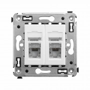 Компьютерная розетка RJ-45 в стену, кат.6 двойная экранированная,"Avanti", "Белое облако"