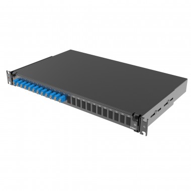 RNFP9DLCU12 | Оптическая полка выдвижная 1U с адатерами 12 х duplex LC OS2 в комплекте с лицевой панелью, пигтейлами, сплайс-кассет(ой/ами) и гильзами КДЗС