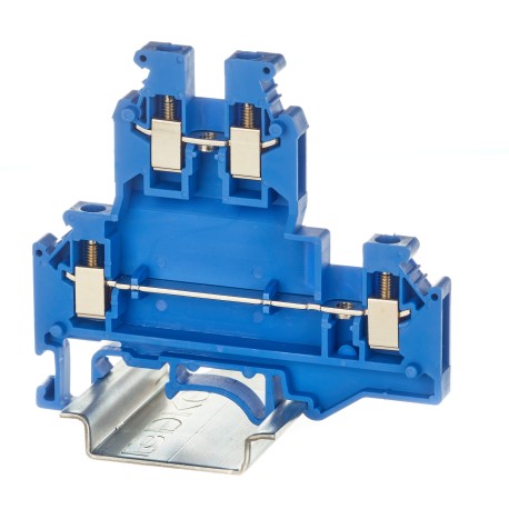 KRUKB-3-BU | Клемма двухуровневая, винтовой зажим, 4 точки подключения, 2.5 кв.мм, синяя