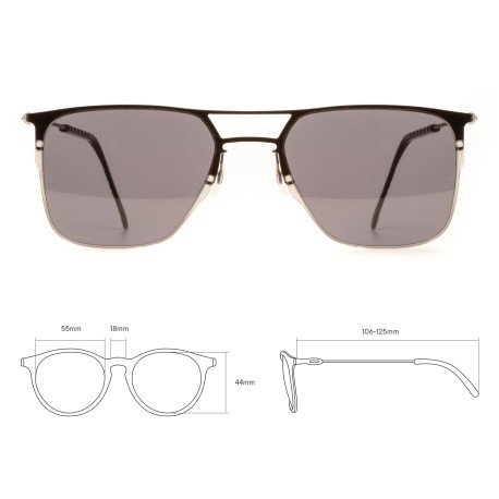 TCSHAM55010001 | Черные солнцезащитные очки из титана с серыми линзами. Модель 12-2